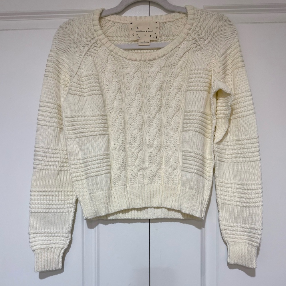 Elegant Cream Cable Knit Sweater